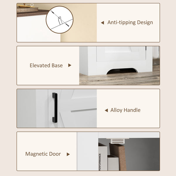 Armoire d'appoint de style ferme avec étagère réglable, blanc