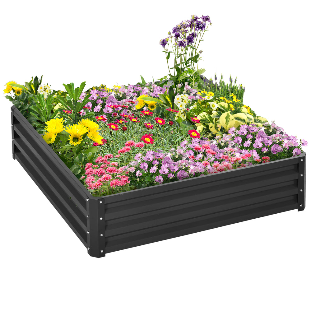 Raised planter in galvanized steel, grey