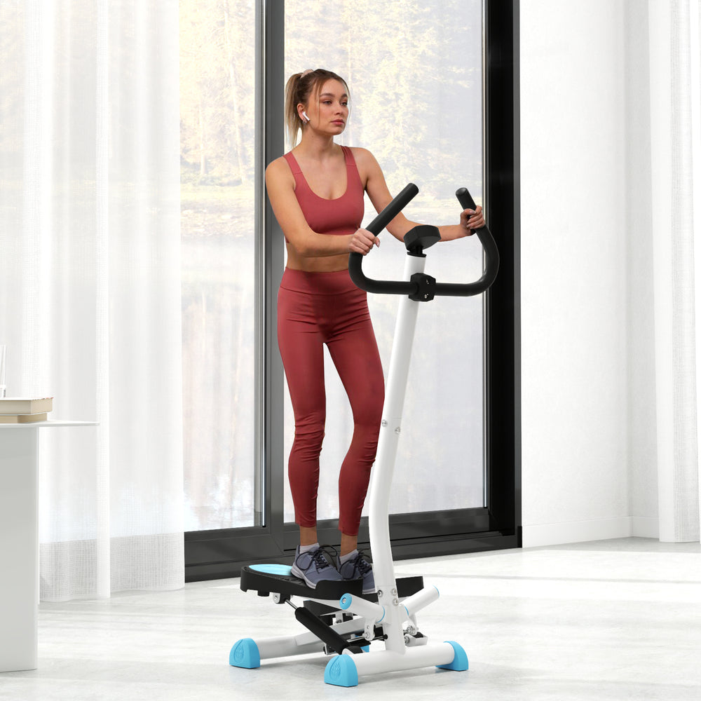Twist Stepper with Adjustable Resistance and LCD Display - White and Blue