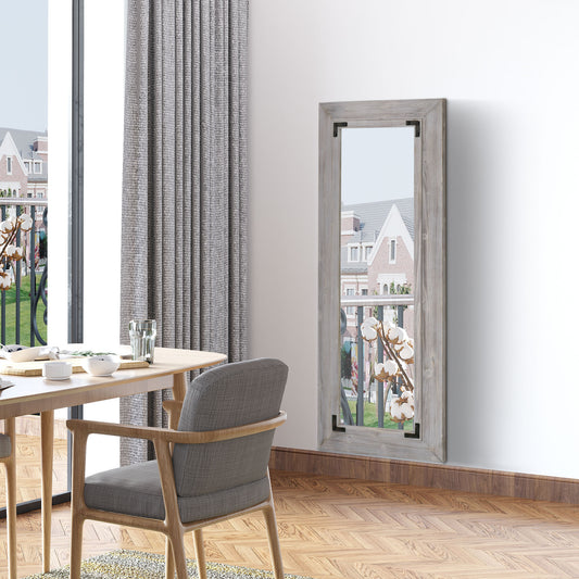 Miroir pleine longueur 140 x 60 cm, montage mural et miroir de sol incliné, vertical ou horizontal pour chambre, gris