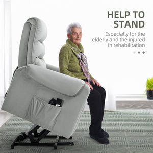 Fauteuil releveur inclinable massant avec 8 points de vibration, gris