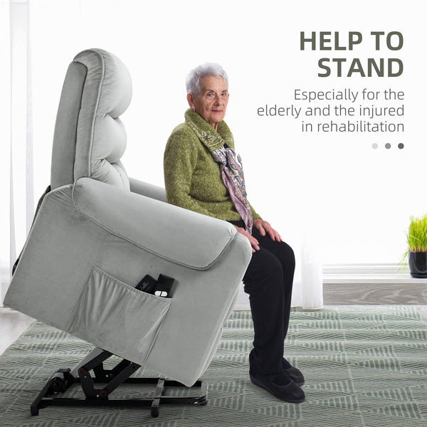 Fauteuil releveur inclinable massant avec 8 points de vibration, gris