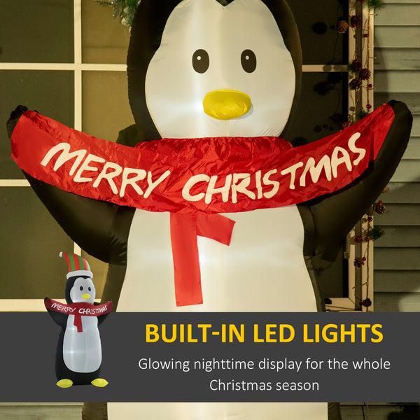 Pingouin gonflable de Noël de 8 pieds avec lumières LED