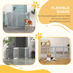 Extra-wide pet gate with support feet, light gray