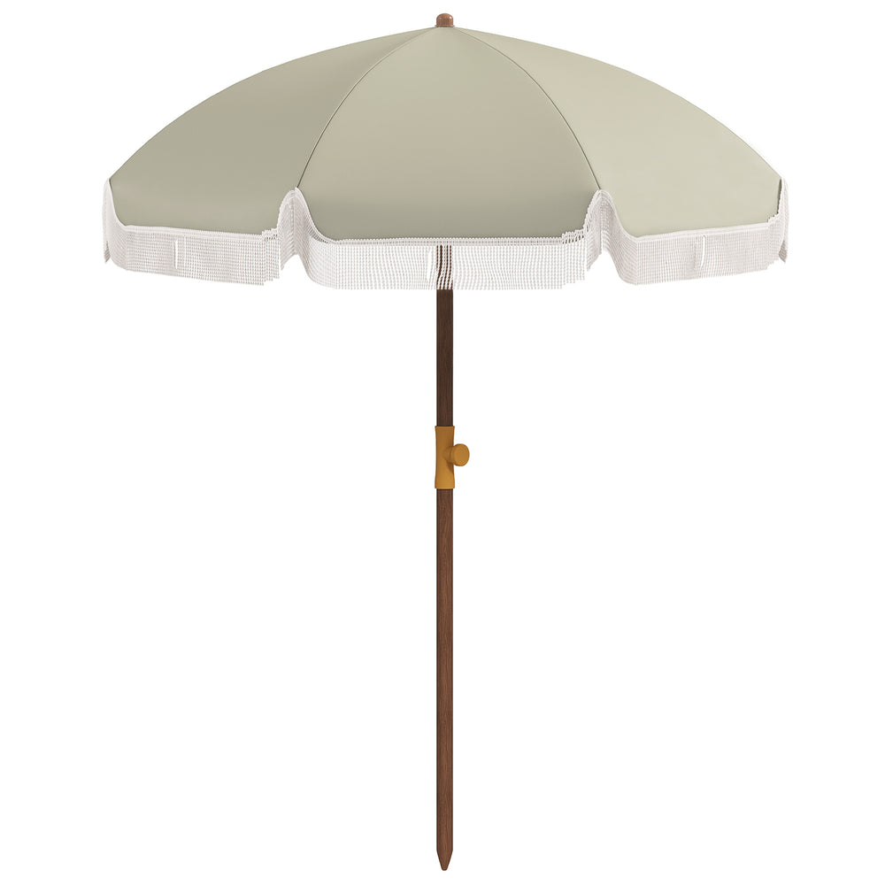 Parasol de plage de 6,2 pieds, beige foncé