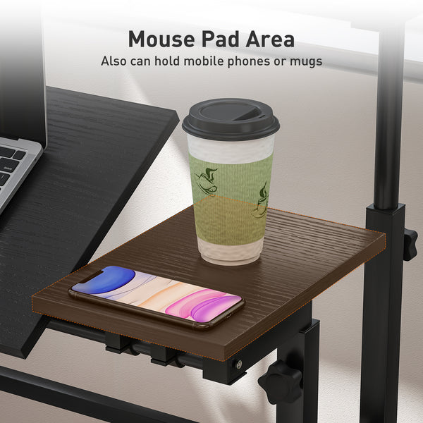 Height and tilt adjustable mobile desk, black