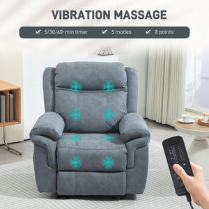 Fauteuil inclinable électrique avec massage vibrant et repose-pieds – Bleu/gris