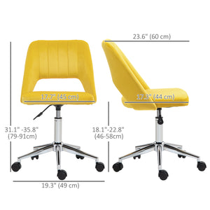 Mid-back office chair in yellow velvet.