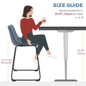 Set of 2 vintage-style faux leather bar stools, blue