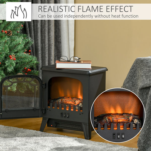 Cheminée électrique autonome avec effet de flamme réaliste 750 W/1 500 W, noir