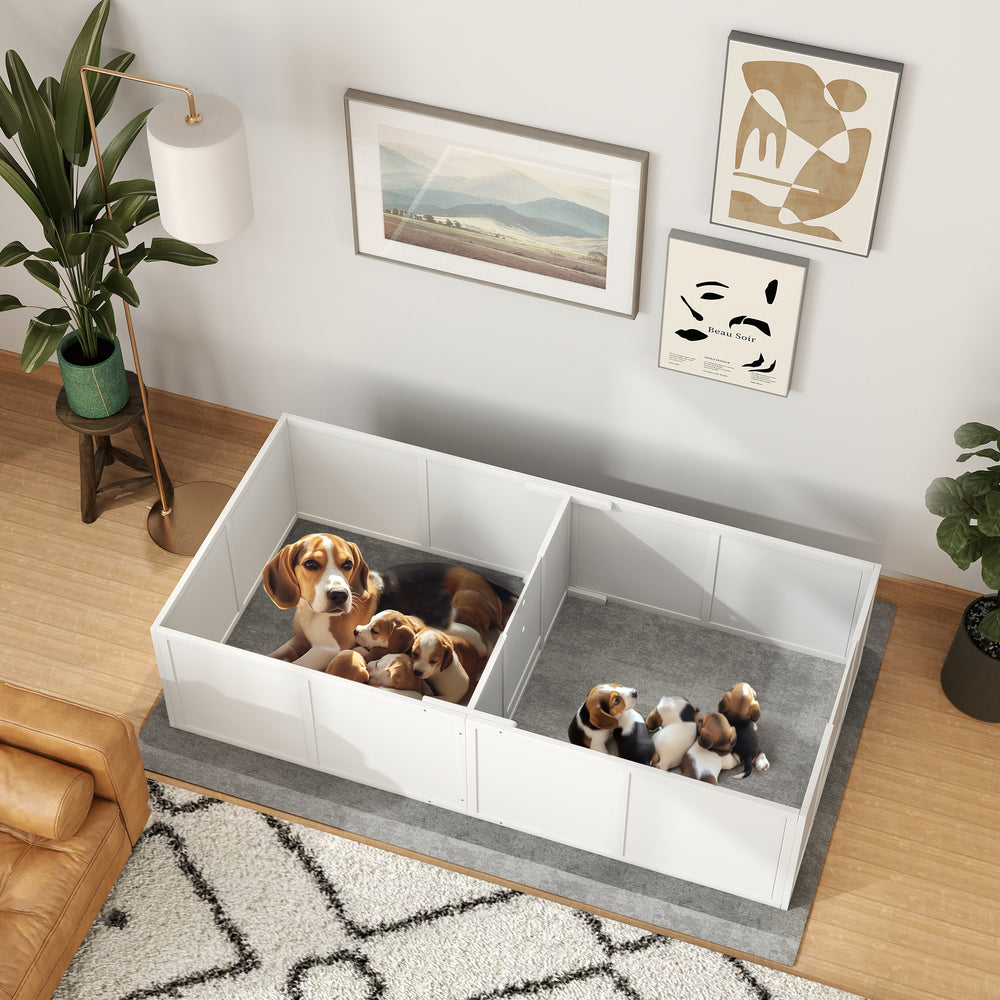 Whelping box with adjustable and removable door