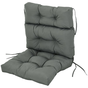 Coussin de remplacement pour chaise de patio d'extérieur, coussin touffeté avec rembourrage épais et attaches en corde, gris foncé