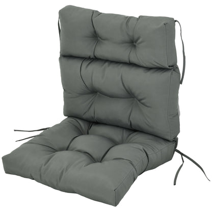 Coussin de remplacement pour chaise de patio d'extérieur, coussin touffeté avec rembourrage épais et attaches en corde, gris foncé