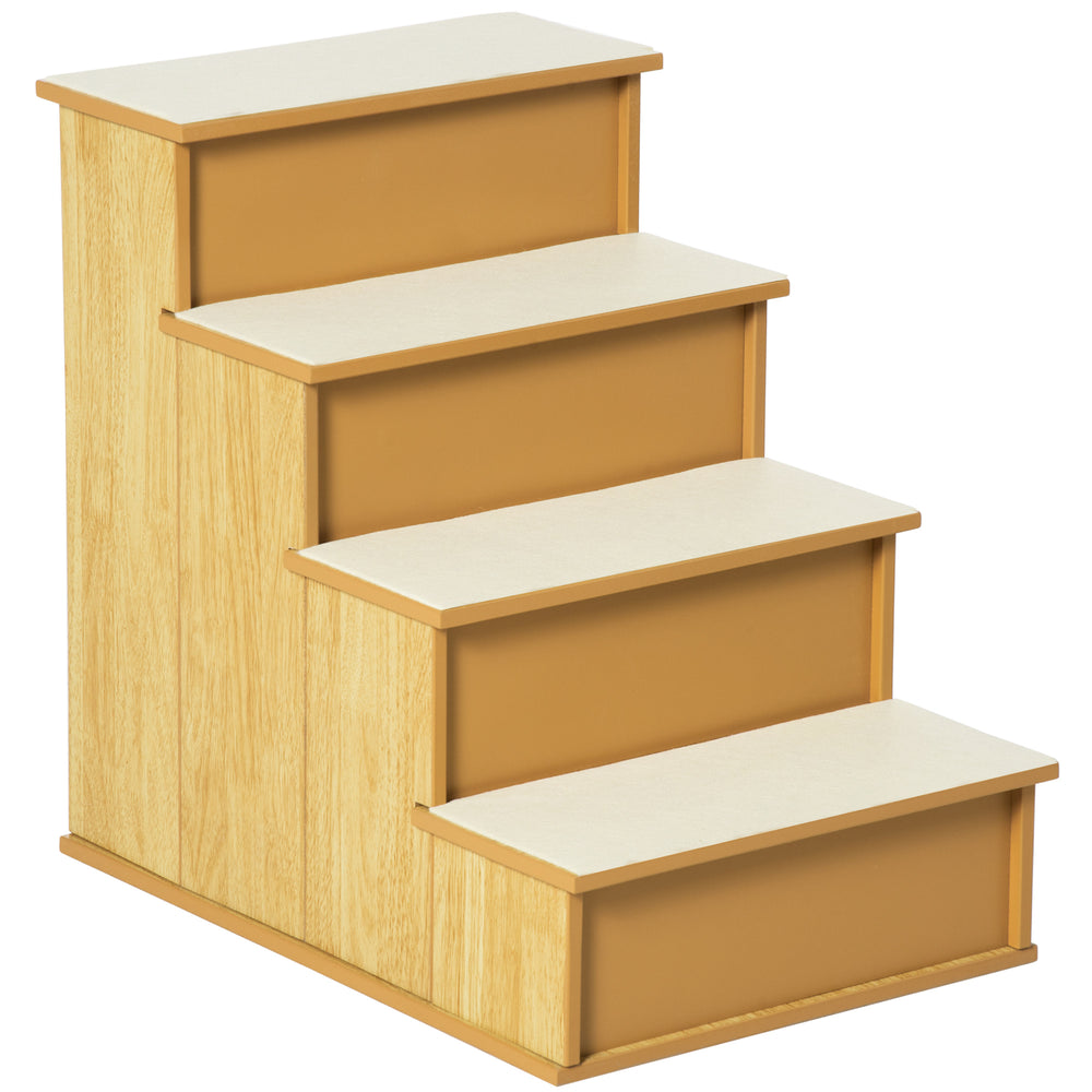 Dog stairs with non-slip covering, natural wood