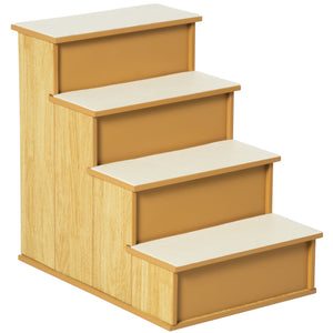 Dog stairs with non-slip covering, natural wood