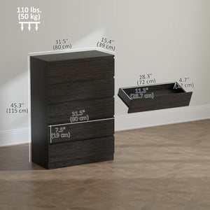 5-drawer dresser for bedroom, black