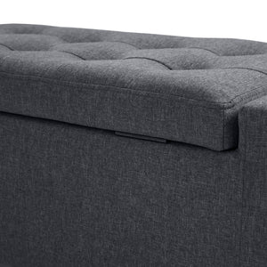 Banc ottoman de rangement en lin avec motif capitonné