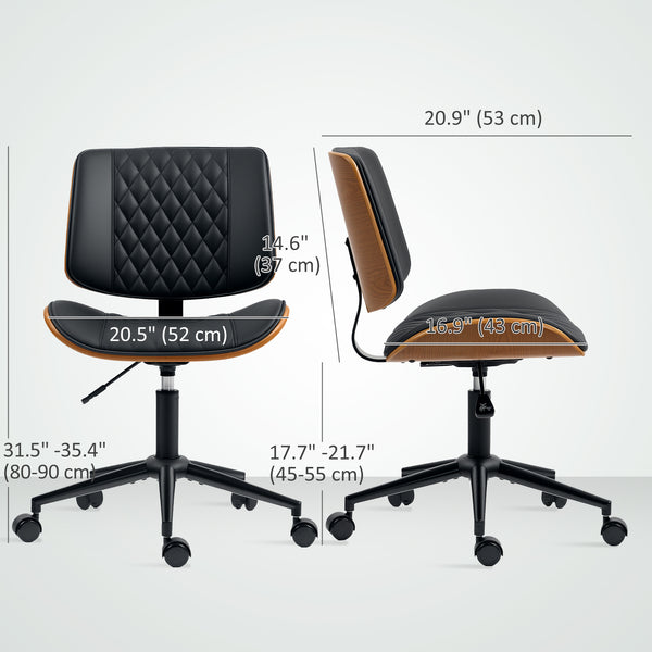 Chaise de bureau en cuir synthétique, hauteur réglable, pivotante, noire