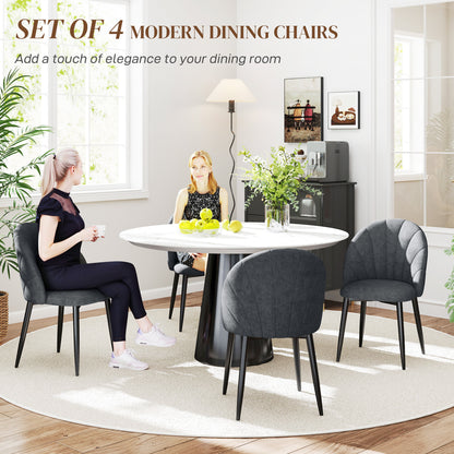 Lot de 4 chaises de salle à manger modernes rembourrées avec pieds en métal, noir