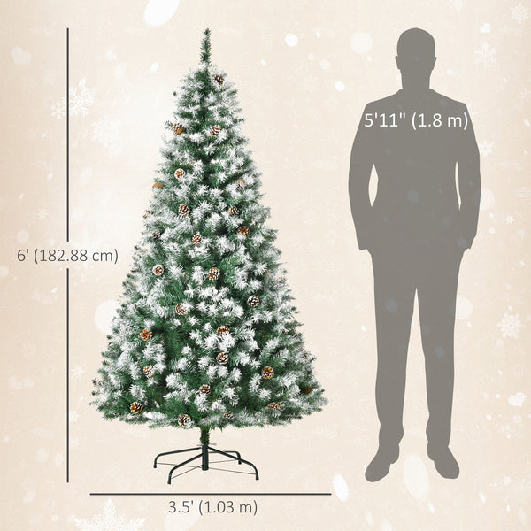 Sapin de Noël artificiel givré de 6 pieds avec ouverture automatique