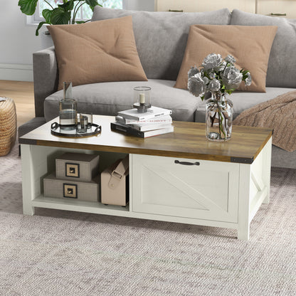 Table basse industrielle avec tiroir et étagère de rangement, marron