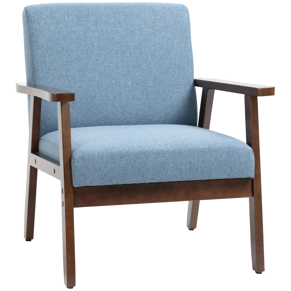 Fauteuils d'appoint avec assise rembourrée en lin, bleu