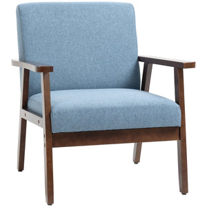 Fauteuils d'appoint avec assise rembourrée en lin, bleu