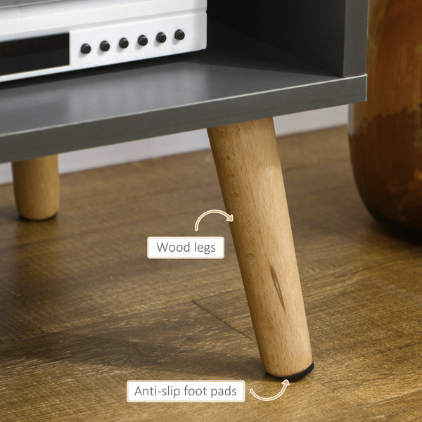 Meuble TV pour téléviseurs jusqu'à 55 pouces, avec étagères et passe-câbles, gris foncé