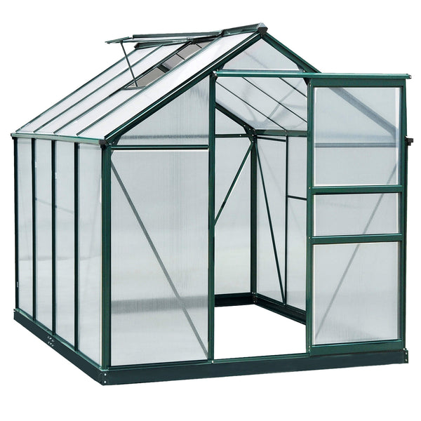Serre en polycarbonate transparent avec porte coulissante