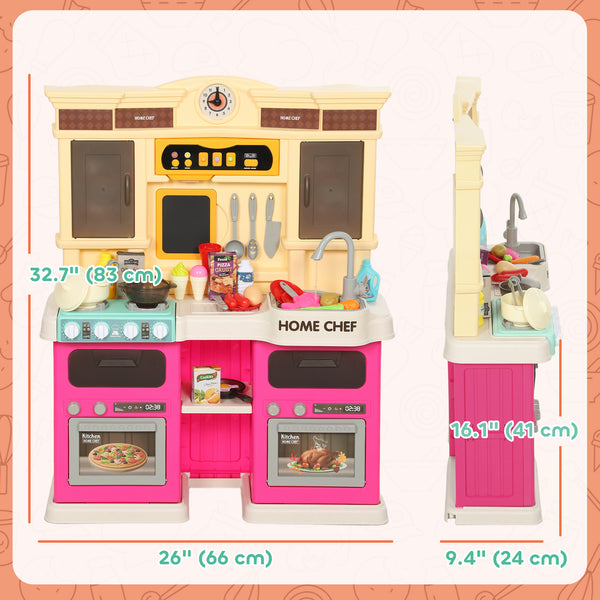 Cuisine pour enfant avec sons, lumières et accessoires, rose