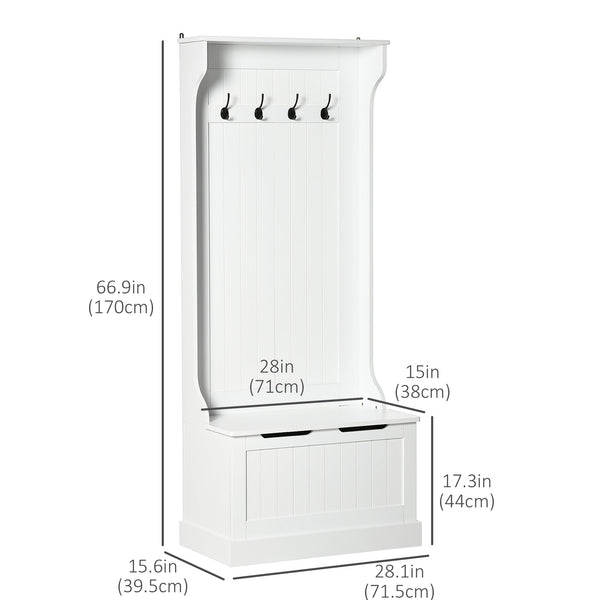 Meuble d'entrée 3 en 1 avec porte-manteaux, rangement à chaussures et banquette