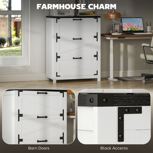 Classeur 3 tiroirs de style campagnard avec barres de suspension réglables pour format lettre, A4, légal, blanc