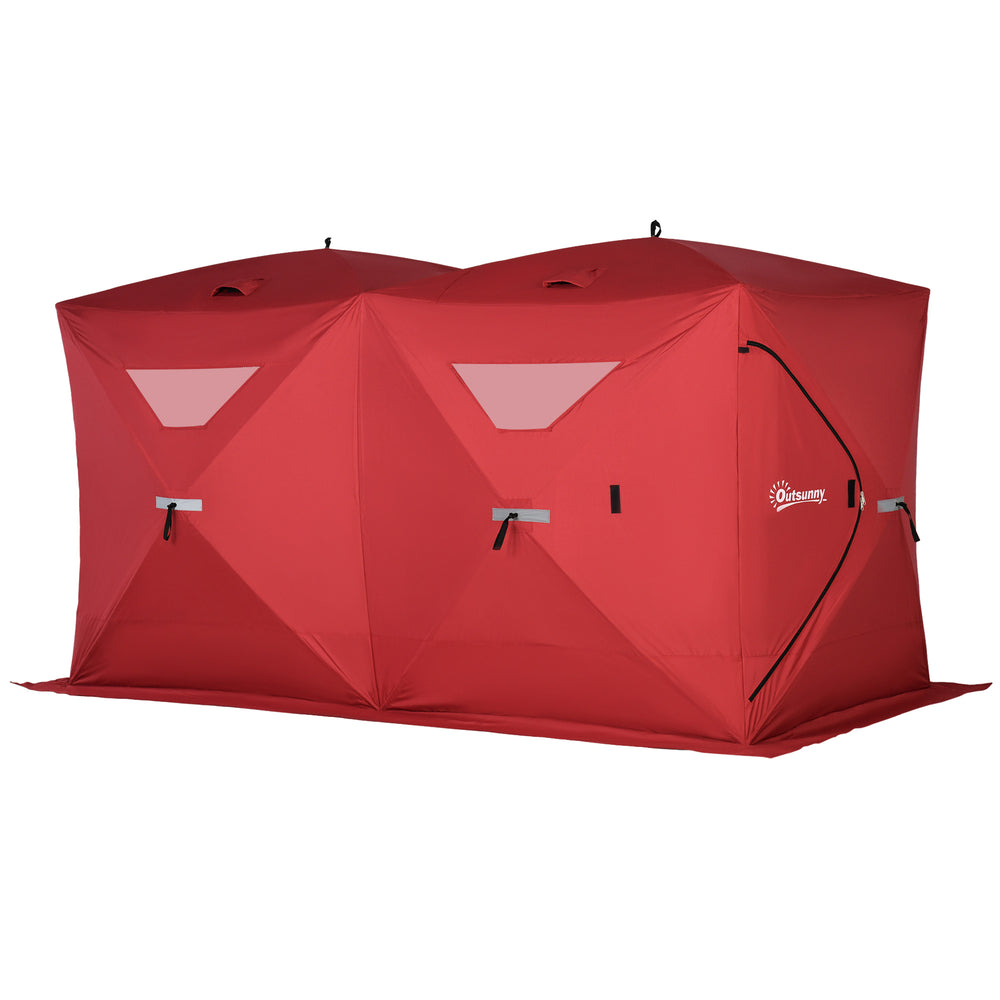 Abri de pêche sur glace pliable pour 5 à 8 personnes, portable, rouge
