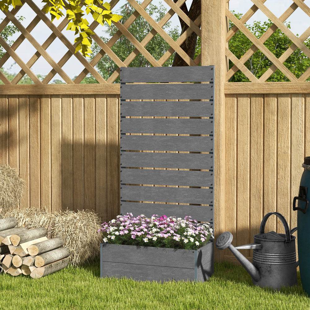 Raised planter with trellis for climbing plants, dark grey