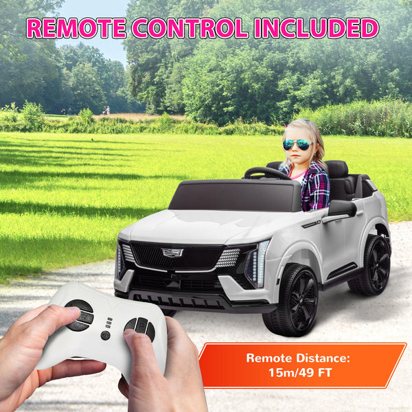 Cadillac Escalade 12V, voiture électrique pour enfants sous licence, avec télécommande, blanc