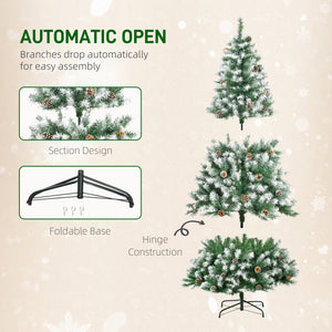 Sapin de Noël artificiel givré de 6 pieds avec ouverture automatique