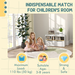 Bibliothèque avec 2 tiroirs et grande étagère, blanc