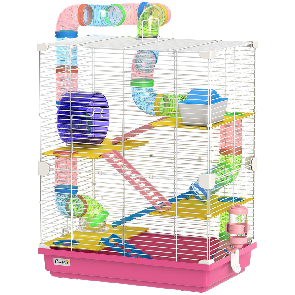Cage rose à 5 niveaux pour petits hamsters et gerbilles