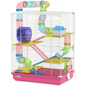 Cage rose à 5 niveaux pour petits hamsters et gerbilles