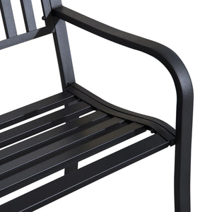 Banc de jardin en acier de 127 cm, chaise de parc en métal, marron