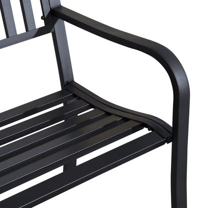 Outsunny 127cm Steel Garden Bench, Metal Park Chair, Brown