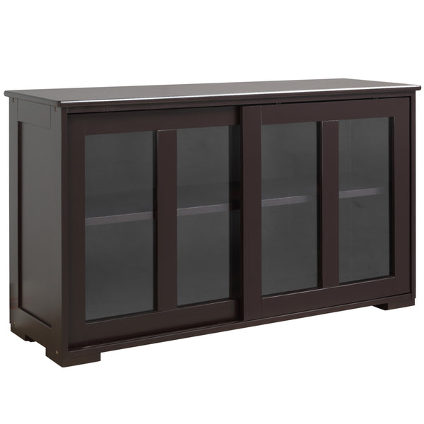 Buffet de cuisine moderne avec rangement empilable, porte coulissante en verre, café