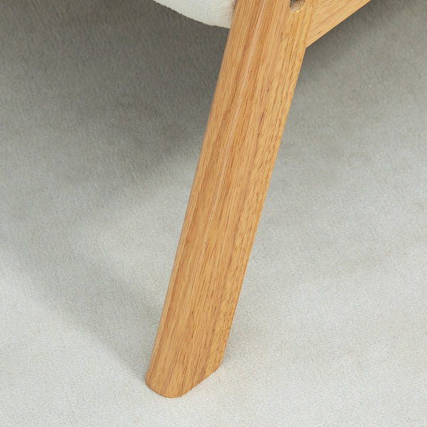 Fauteuil rembourré avec structure en bois d'hévéa, blanc
