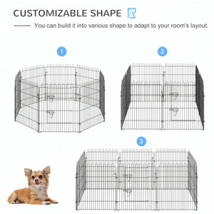 8-panel foldable octagonal playpen, black