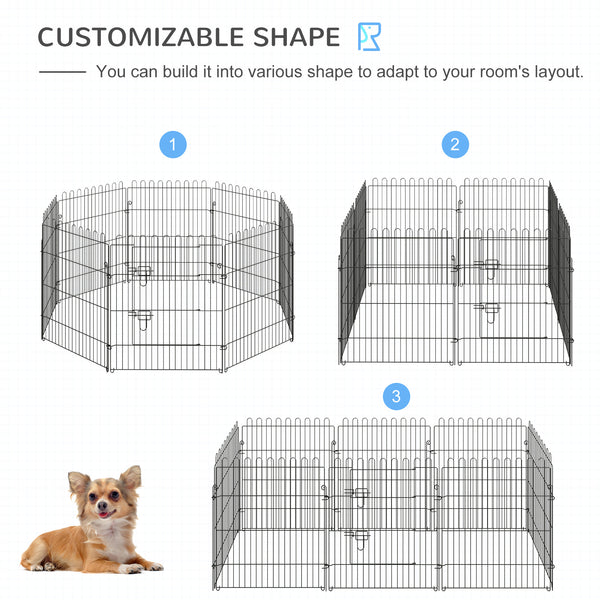 8-panel foldable octagonal playpen, black