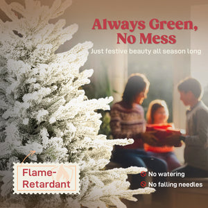 Sapin de Noël artificiel enneigé décoratif de 7 pi sapin, montage facile