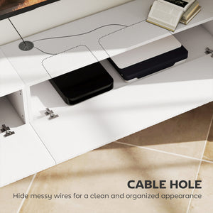 71" Floating Wall-Mounted TV Unit for TVs up to 72 inches, Multimedia Console with 2 Fluted Drop-Down Doors, Cable Management, White