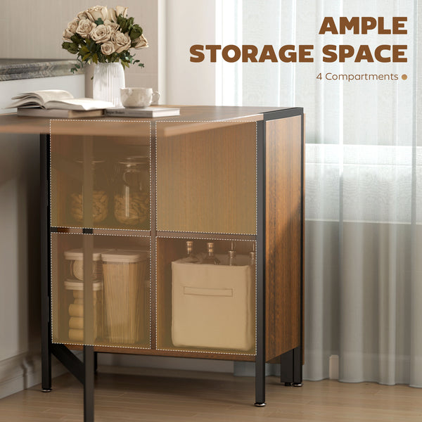 Multifunctional folding table with retractable shelves, brown