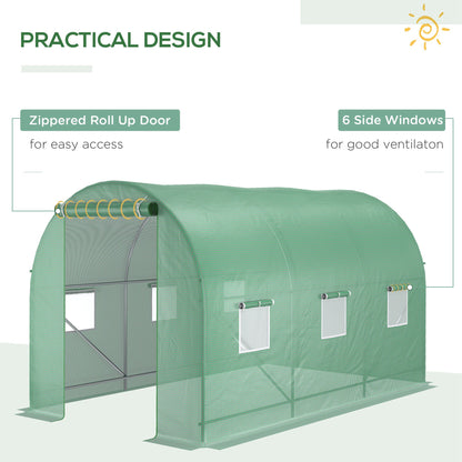 Outsunny Outdoor Plant Grow Tunnel: 11.5 x 6.6 Warm Greenhouse with Roll-Up Door