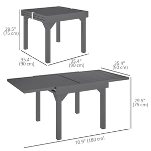 Table de salle à manger d'extérieur extensible en aluminium, gris